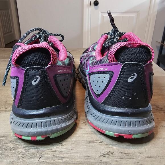 Asics GEL Scram 3 Sneakers Womens Sz 7 Purple Black Lace Up Leather T6K7Q Trail - Picture 6 of 9